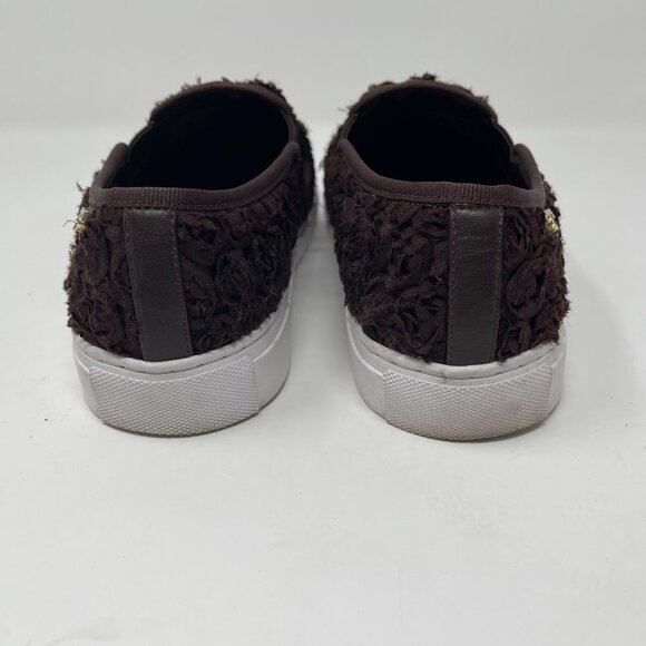 Tory Burch Rosette Slip On Trainers leather boho textile flowers brown size 7.5 - Picture 8 of 11